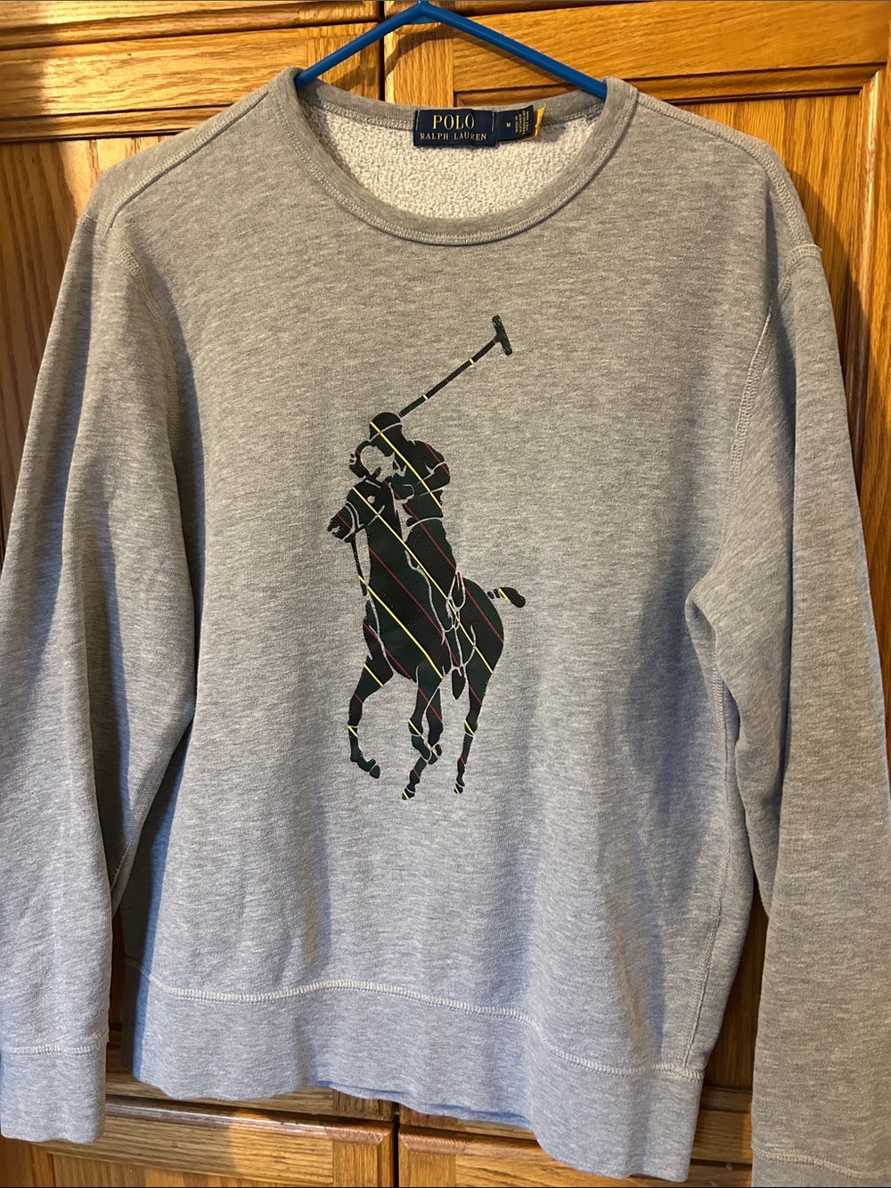 Polo by Ralph Lauren Light Gray Crewneck with Multicolor Polo Player Graphic